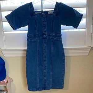 Ivy city co Stylish Blue Denim Kids Dress